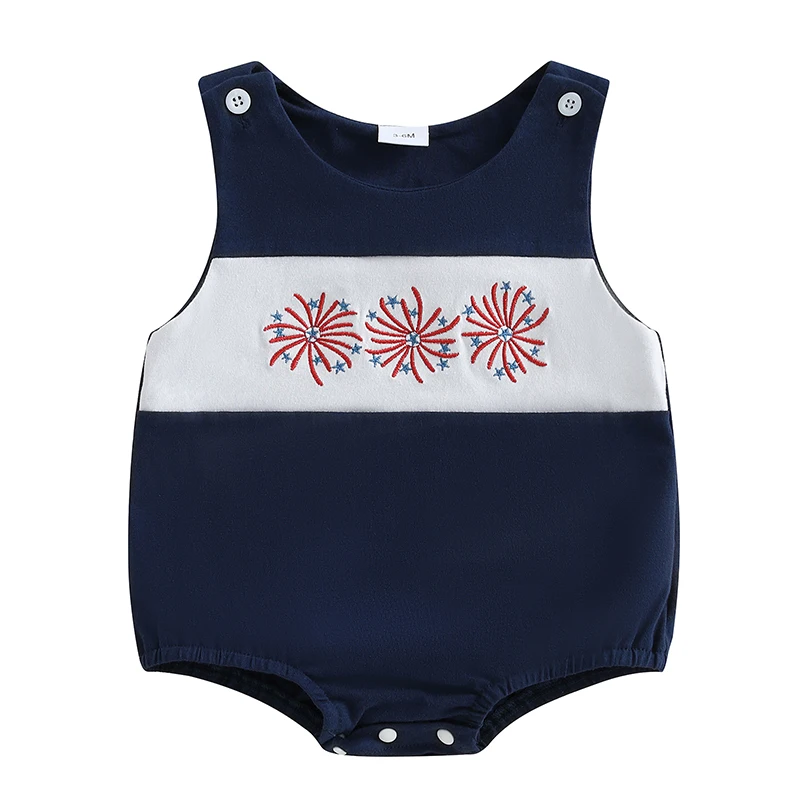 0-18M Baby Boys Girls Rompers Independence Day Clothes Fireworks Stars Embroidery Summer Sleeveless Bodysuits Jumpsuits
0-18M Baby Boys Girls Rompers Independence Day Clothes Fireworks Stars Embroidery Summer Sleeveless Bodysuits Jumpsuits