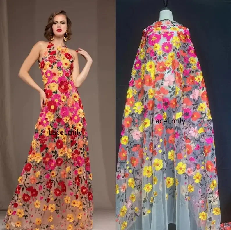 High quality Colorful 3D flower embroidery Lace Fabric floral Tulle fabric For Girl Dress ball gown Dress Wedding Dress 5 yards
High quality Colorful 3D flower embroidery Lace Fabric floral Tulle fabric For Girl Dress ball gown Dress Wedding Dress 5 yards