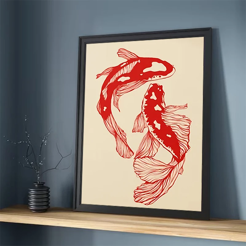 1PC Unframed Vintage Red Koi Fish Poster Canvas Painting Retro Fish Aesthetic Wall Art for Home Living Room Office Decor
1PC Unframed Vintage Red Koi Fish Poster Canvas Painting Retro Fish Aesthetic Wall Art for Home Living Room Office Decor