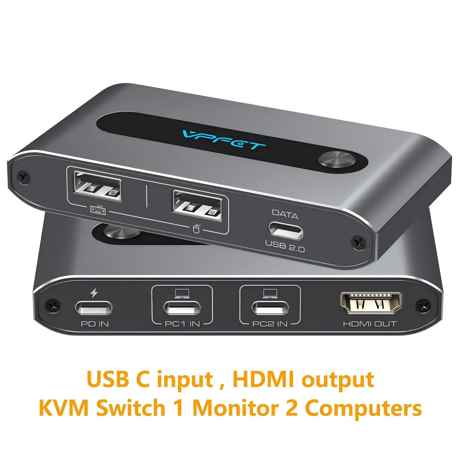 USB C KVM Switch 1 Monitor 2 Computers 4K@60Hz HDMI KVM Switcher for 2 USB C Port Laptops Sharing One HDMI Display 3 USB Devices
USB C KVM Switch 1 Monitor 2 Computers 4K@60Hz HDMI KVM Switcher for 2 USB C Port Laptops Sharing One HDMI Display 3 USB Devices