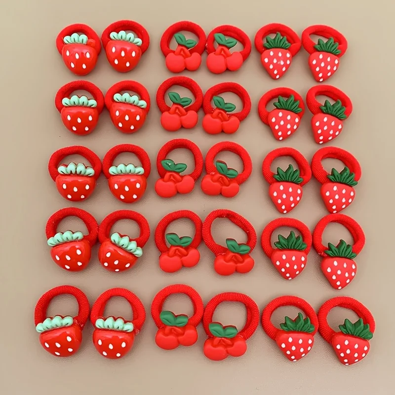 Set of 10 or 30 pieces: Sweet and Cute Strawberry and Cherry Fruit Hair Ties for Little Girls—Red and Festive
Set of 10 or 30 pieces: Sweet and Cute Strawberry and Cherry Fruit Hair Ties for Little Girls—Red and Festive