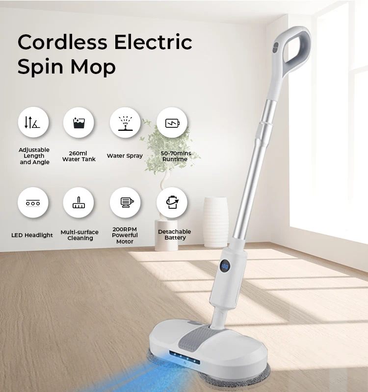 Rechargeable Floor Spin Scrubber Wireless Wet Mop Electric With Self Cleaning
Rechargeable Floor Spin Scrubber Wireless Wet Mop Electric With Self Cleaning