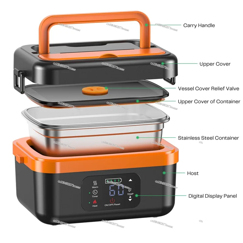 A99G-Cordless Electric Lunch Box,Rechargeable Self-Heating Food Warmer with 16000Mah Battery,For Work/Travel/Car/Office
A99G-Cordless Electric Lunch Box,Rechargeable Self-Heating Food Warmer with 16000Mah Battery,For Work/Travel/Car/Office