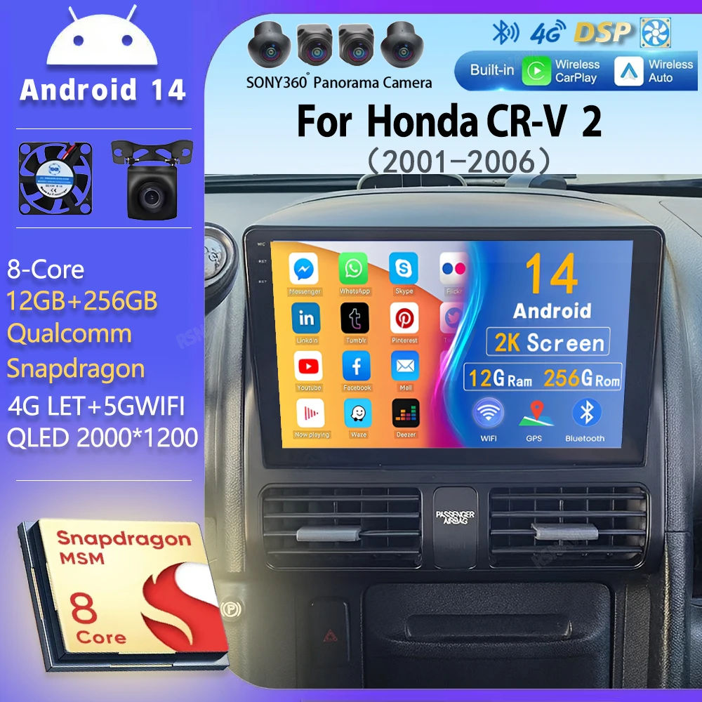 Android14 Car Radio For Honda CR-V CRV 2 2001 - 2006 Navigation GPS Multimedia Video Player Stereo wireless Carplay WiFi+4G Auto
Android14 Car Radio For Honda CR-V CRV 2 2001 - 2006 Navigation GPS Multimedia Video Player Stereo wireless Carplay WiFi+4G Auto