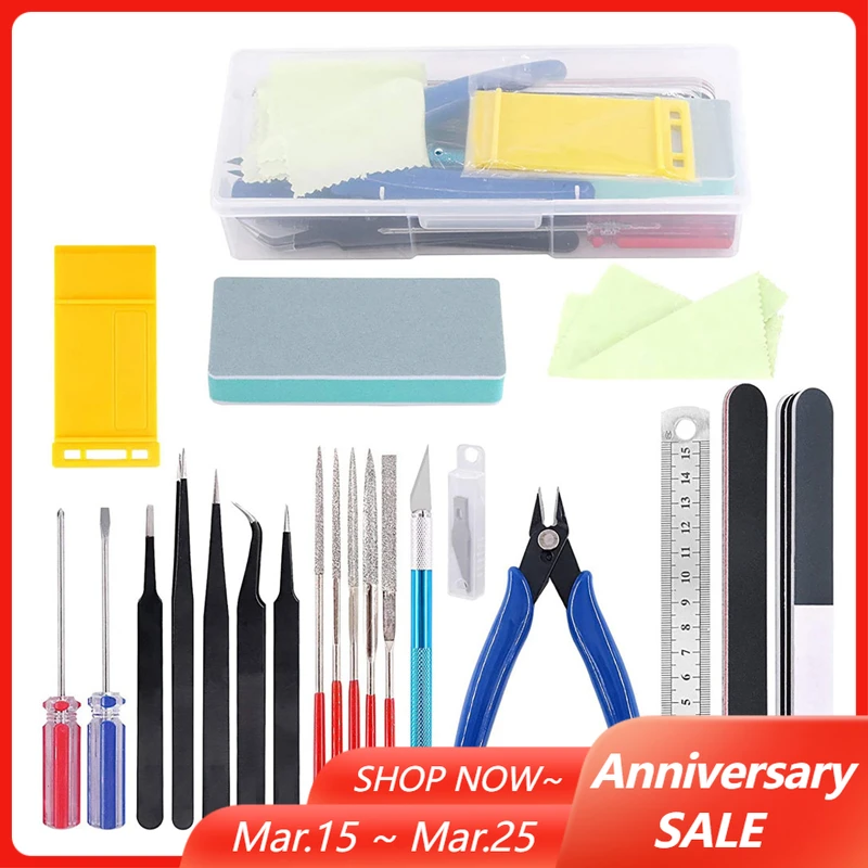 21PCS Essential Modeler Basic Tools Kit Professional Hobby Model Building Tool Craft for Model DIY Building Repairing