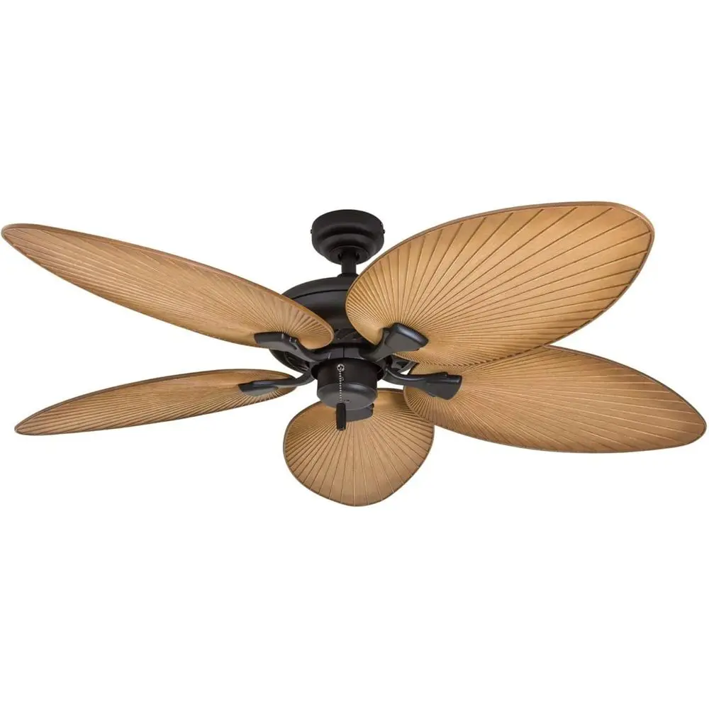 52 Tropical Ceiling Fan with LED Light, 5 Palm Leaves, Pull Chain, Quiet Operation
52 Tropical Ceiling Fan with LED Light, 5 Palm Leaves, Pull Chain, Quiet Operation