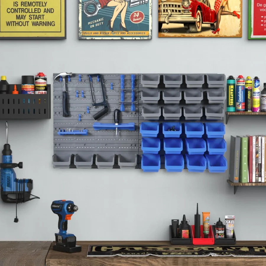 Pegboard Organizer Kit 44 Pieces Wall Mounted Tool Storage Rack with Bins Hooks Blue
Pegboard Organizer Kit 44 Pieces Wall Mounted Tool Storage Rack with Bins Hooks Blue