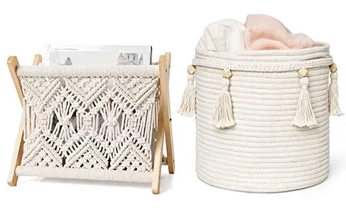 Macrame Magazine Holder And Rope Laundry Hamper Boho Home Decor For Bedroom Living Room Dormitory Storage
Macrame Magazine Holder And Rope Laundry Hamper Boho Home Decor For Bedroom Living Room Dormitory Storage