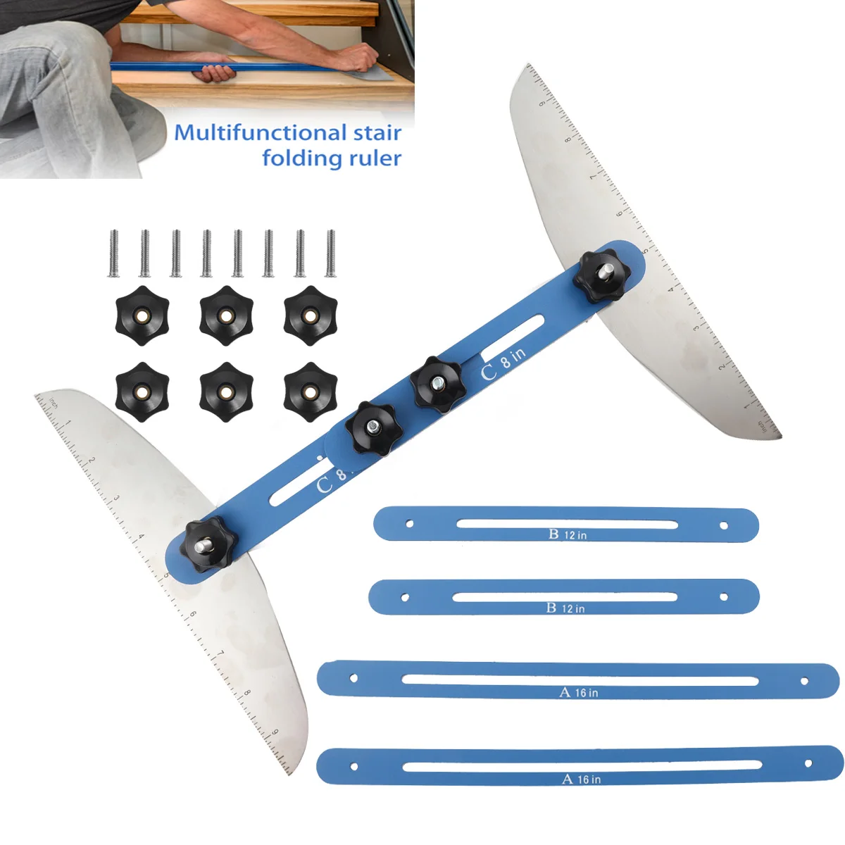 Stair Ruler Multi-Functional Folding Ruler New Stair Measuring Ruler Home Stair Decoration Tool Stair Tool Stair Tread
Stair Ruler Multi-Functional Folding Ruler New Stair Measuring Ruler Home Stair Decoration Tool Stair Tool Stair Tread