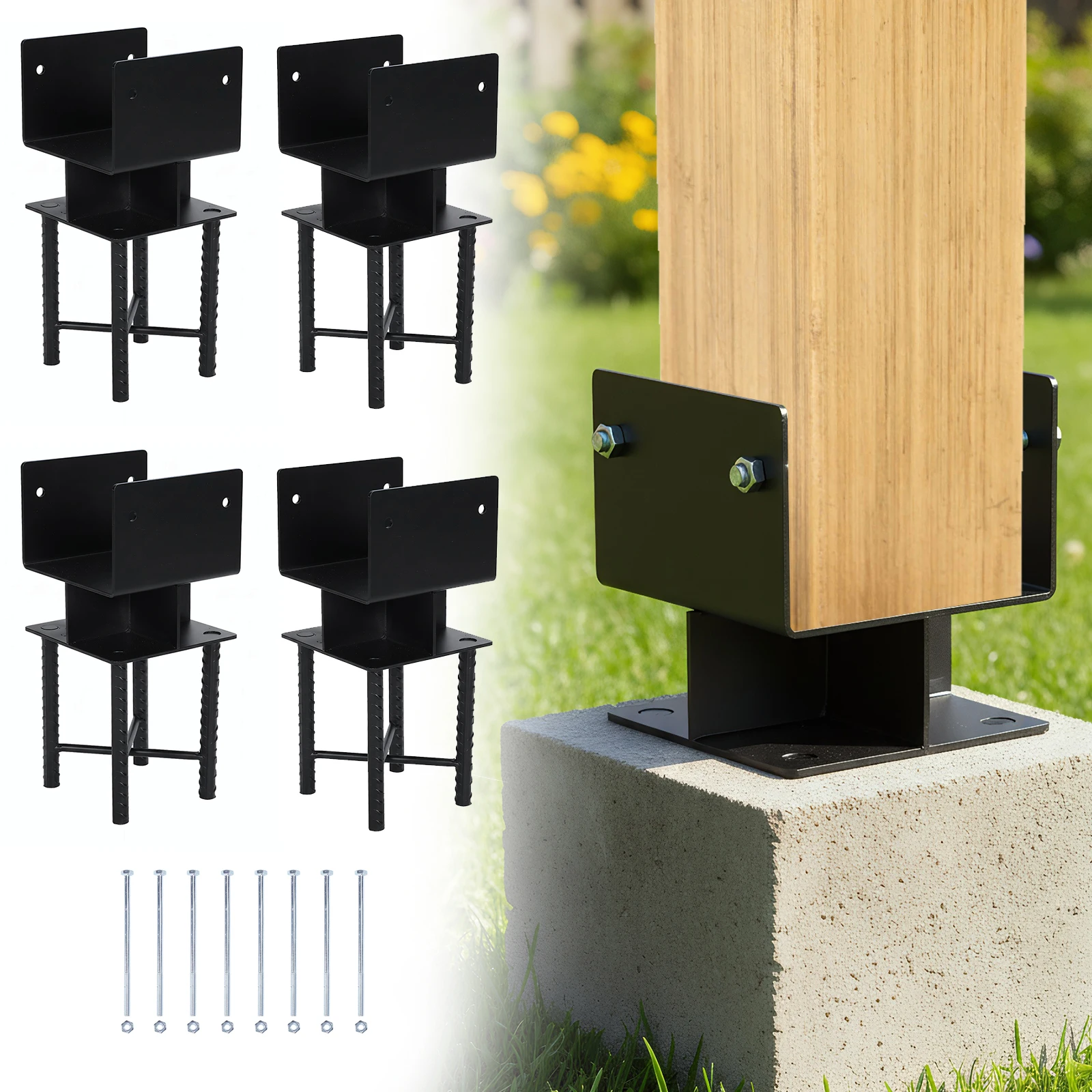 Комплект из 4 U-образных опор для столбов из влажного бетона 6x6, внутренний размер 5.5x5.5 дюйма, для ограждений, перил и опор для беседок
Комплект из 4 U-образных опор для столбов из влажного бетона 6x6, внутренний размер 5.5x5.5 дюйма, для ограждений, перил и опор для беседок