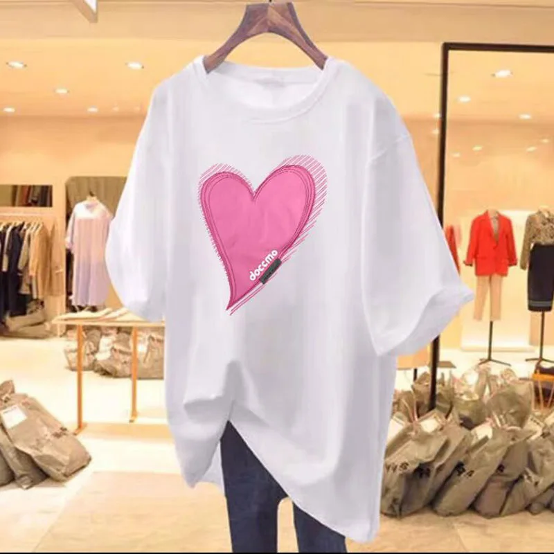 Large Size XL 4XL 6XL 150KG Summer Heart Woman Tee Short Sleeve T-Shirt Loose Tshirt Casual Loose Graphic Printed T Shirt
Large Size XL 4XL 6XL 150KG Summer Heart Woman Tee Short Sleeve T-Shirt Loose Tshirt Casual Loose Graphic Printed T Shirt