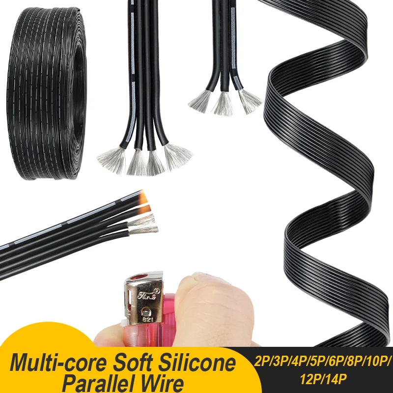1-50m Multi-core Parallel Silicone Wire 2P/3P/4P/5P/6P/8P/10P/12P/14P Fexible High Temperature Resistant Copper Cable30/28/20AWG
1-50m Multi-core Parallel Silicone Wire 2P/3P/4P/5P/6P/8P/10P/12P/14P Fexible High Temperature Resistant Copper Cable30/28/20AWG