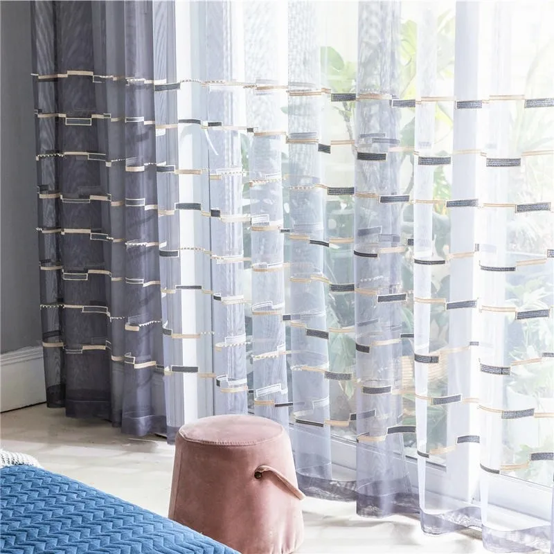 French Curtains for Living Dining Room Bedroom Embroidered Pearl Gray Striped Tulle
French Curtains for Living Dining Room Bedroom Embroidered Pearl Gray Striped Tulle