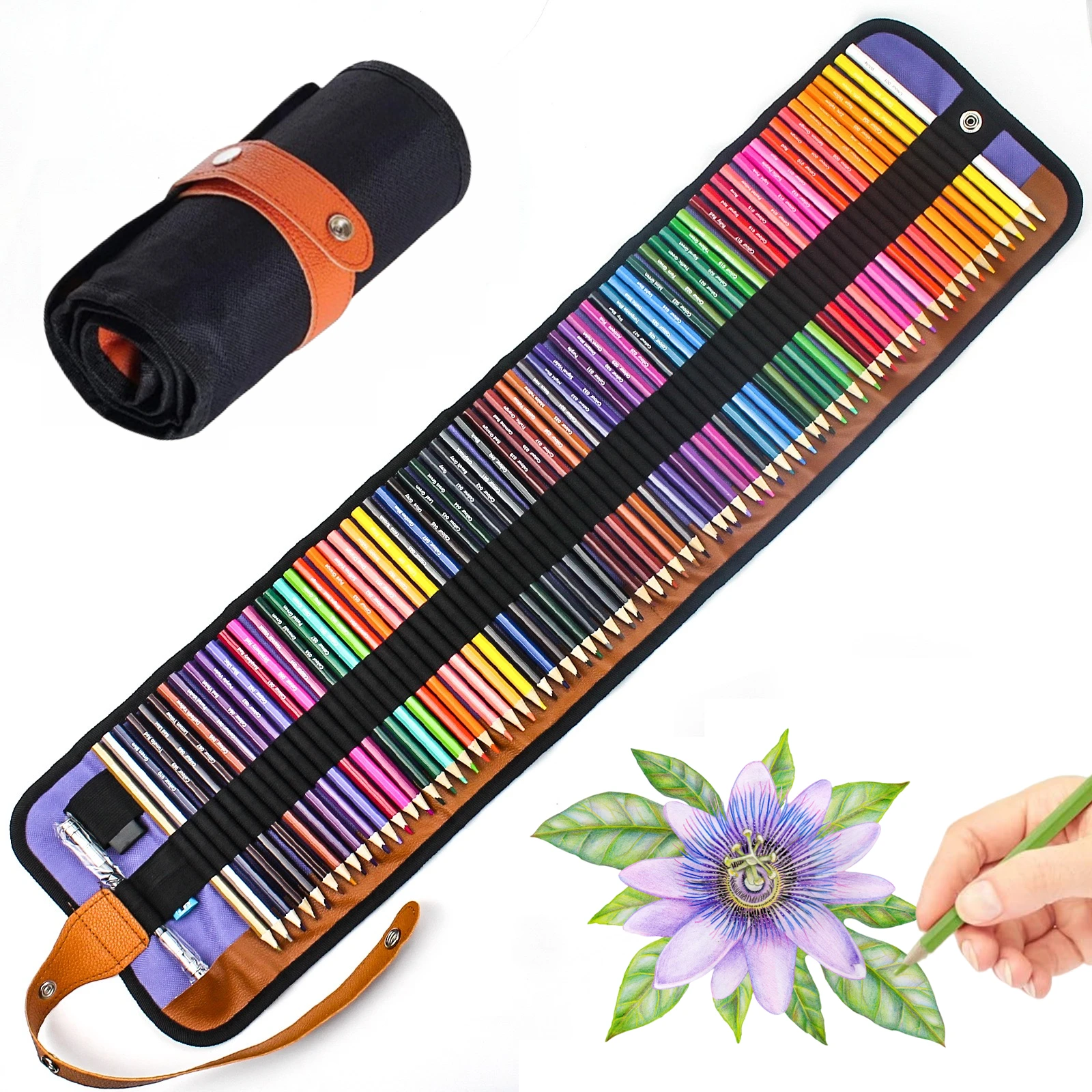 24-72-Piece Colored Pencil Set with Canvas Roll-Up Case - Perfect for Student Adult Coloring, Drawing, Sketching, and Crafting
24-72-Piece Colored Pencil Set with Canvas Roll-Up Case - Perfect for Student Adult Coloring, Drawing, Sketching, and Crafting