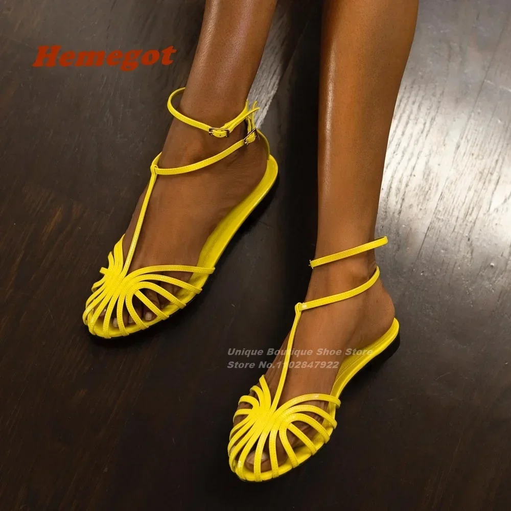 Yellow T-Strap Buckle Sandals Round Toe Flat with Candy Color Summer Sandals for Women 2026 New Elegant Party Shoes Big Size
Yellow T-Strap Buckle Sandals Round Toe Flat with Candy Color Summer Sandals for Women 2026 New Elegant Party Shoes Big Size