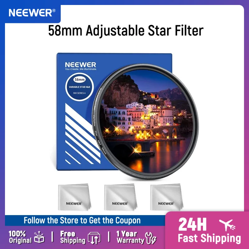 NEEWER 67mm Adjustable Star Filter 4/8 Point Multicoated Rotatable Cross Screen Starlight Starburst Camera Lens Filter
NEEWER 67mm Adjustable Star Filter 4/8 Point Multicoated Rotatable Cross Screen Starlight Starburst Camera Lens Filter
