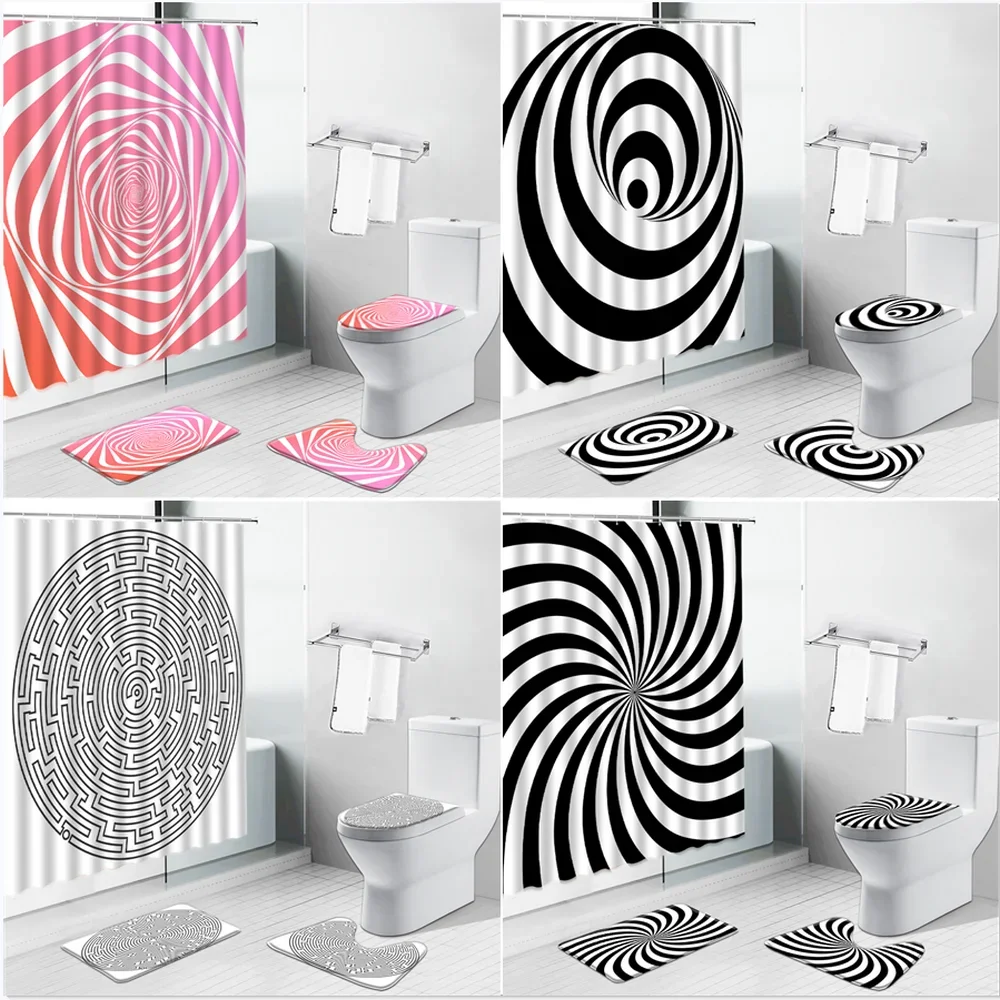 3D Black White Geometric Stereoscopic Print Shower Curtains Bath Mat Bathroom Curtain Non-Slip Rugs Toilet Lid Cover Carpet Set
3D Black White Geometric Stereoscopic Print Shower Curtains Bath Mat Bathroom Curtain Non-Slip Rugs Toilet Lid Cover Carpet Set