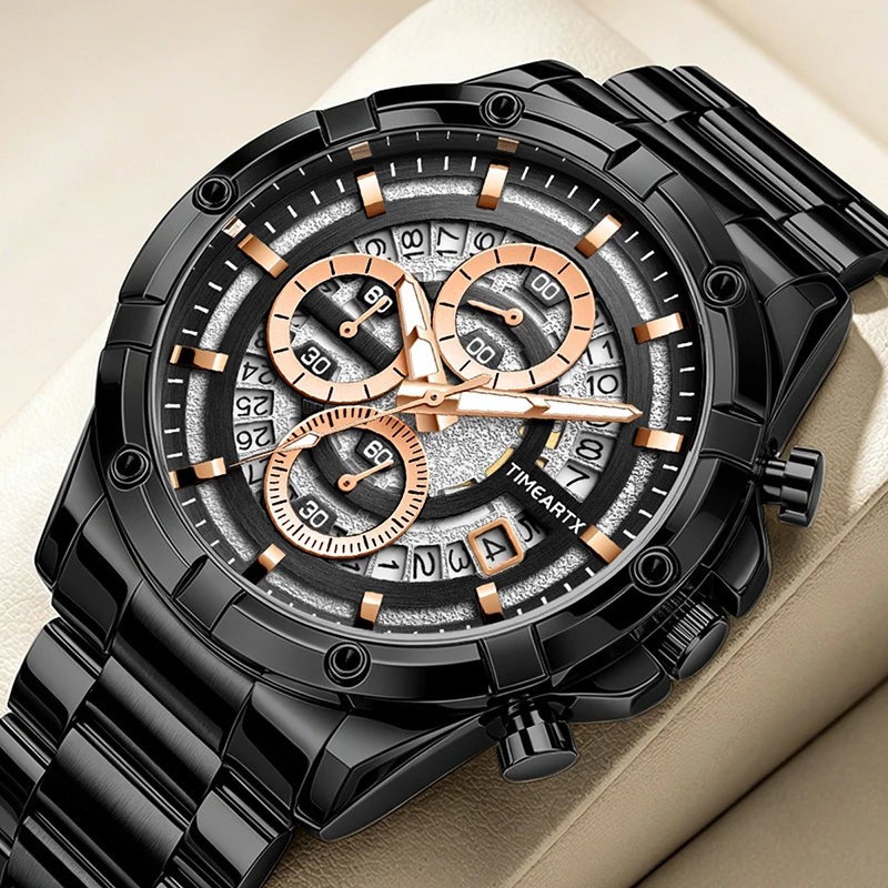 TIMEARTX Men's Luxury Watch Stainless Steel Band Multi-Function Dial Calendar Quartz Wristwatch Classic Fashion
TIMEARTX Men's Luxury Watch Stainless Steel Band Multi-Function Dial Calendar Quartz Wristwatch Classic Fashion