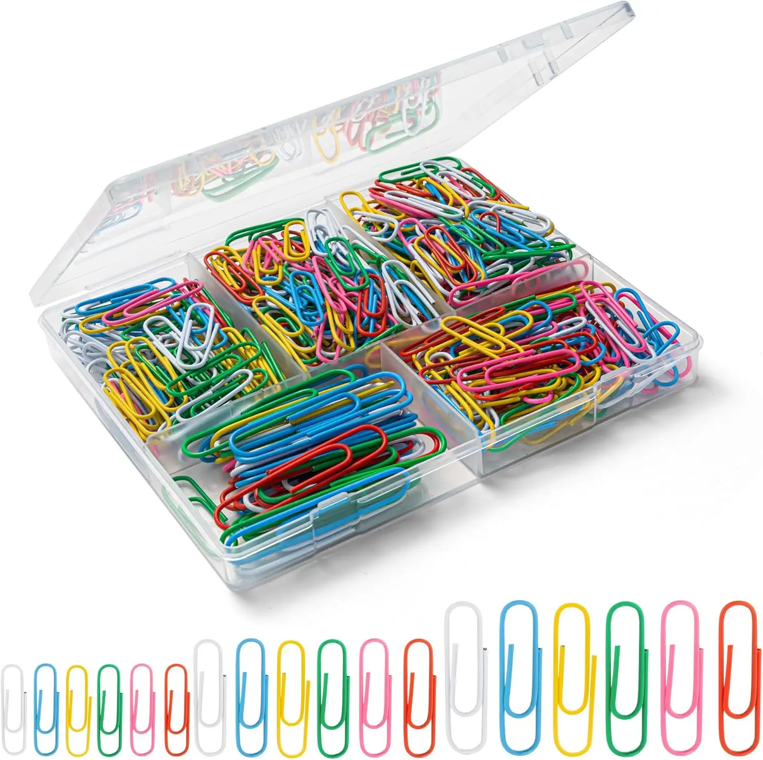 350-Pack Colorful Paper Clips, Assorted Sizes 1.1-2 inch, Rust-Resistant, Smooth, Multipurpose for Office & School
350-Pack Colorful Paper Clips, Assorted Sizes 1.1-2 inch, Rust-Resistant, Smooth, Multipurpose for Office & School
