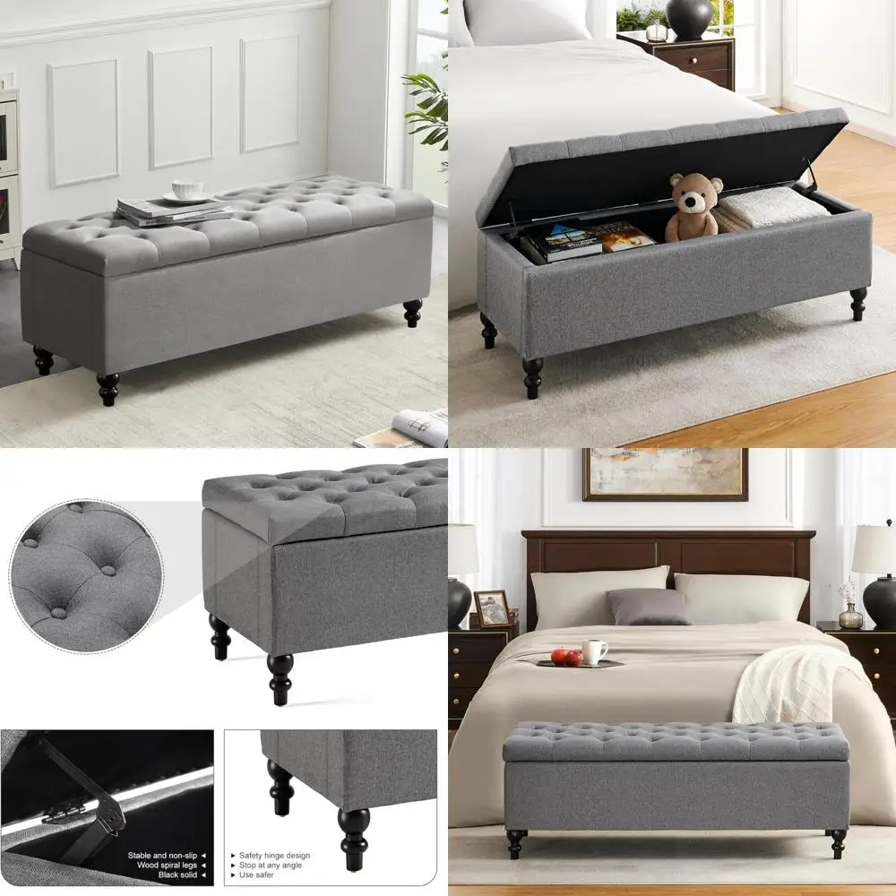 Upholstered Storage Ottoman Bench, 50.2-inch End of Bed Storage for Bedroom, Living Room, Entryway, Button Tufted Design
Upholstered Storage Ottoman Bench, 50.2-inch End of Bed Storage for Bedroom, Living Room, Entryway, Button Tufted Design