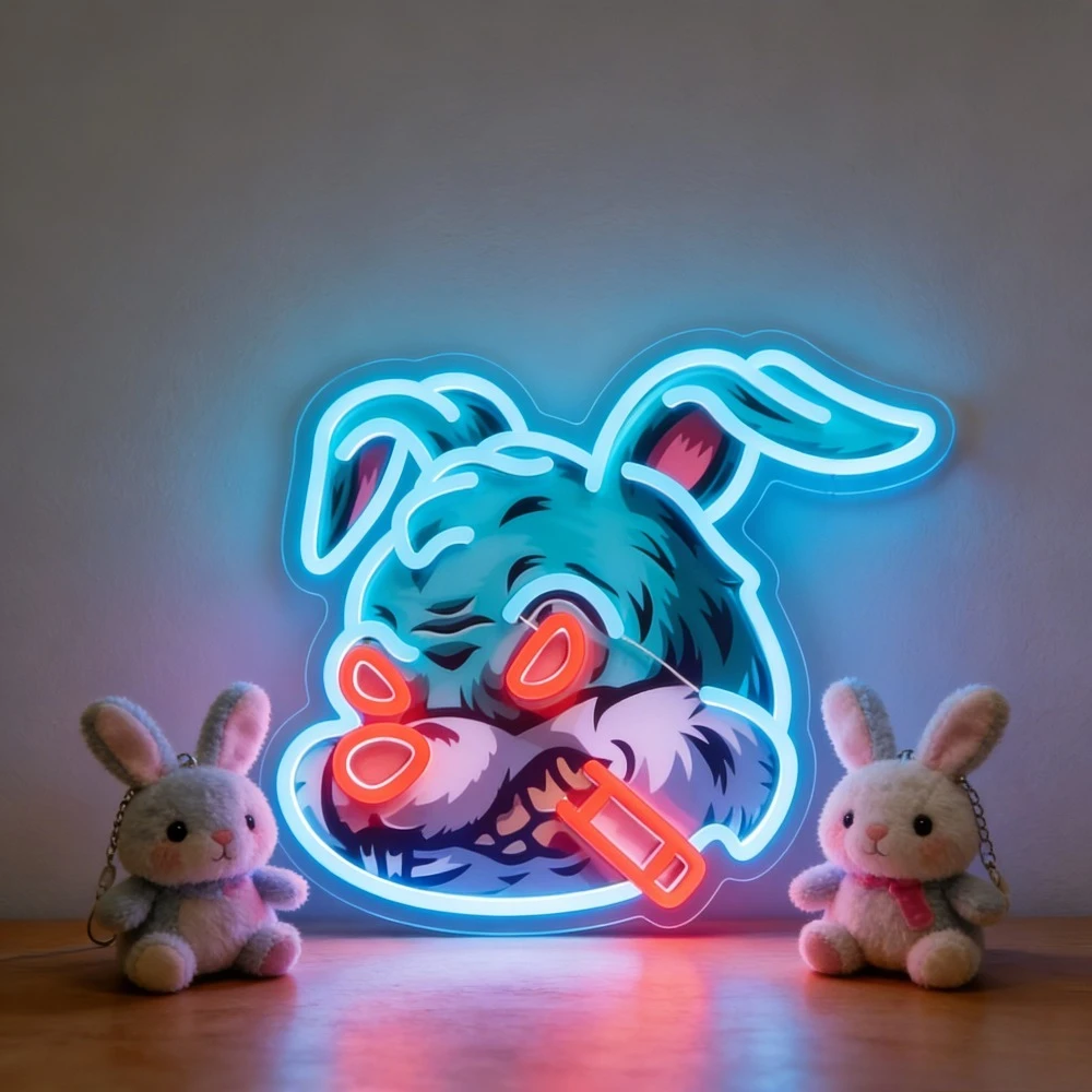 Cartoon Rabbit LED Neon Sign Blue Glow for Bedroom Bar Home Decor Cute Trendy Lighting Gift Adds Fun Personality to Your Space
Cartoon Rabbit LED Neon Sign Blue Glow for Bedroom Bar Home Decor Cute Trendy Lighting Gift Adds Fun Personality to Your Space