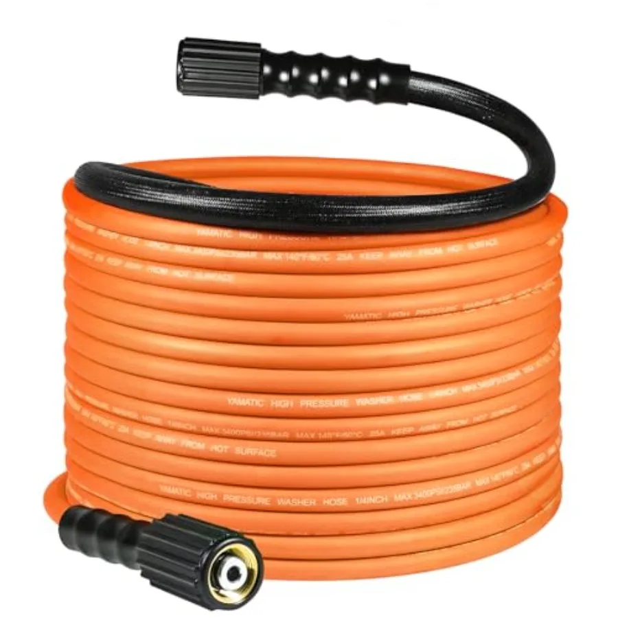 Upgraded Flexible Pressure Washer Hose 50 Feet 3400 PSI 1/4" Wear and Kink Resistant Power Washer Hose with Heat Protect Sleeve
Upgraded Flexible Pressure Washer Hose 50 Feet 3400 PSI 1/4" Wear and Kink Resistant Power Washer Hose with Heat Protect Sleeve