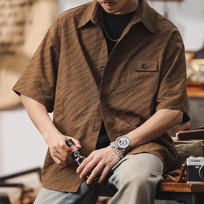 Men Textured Bubble Gauze Short Sleeve Shirt Casual Loose Summer Workwear Blouse
Men Textured Bubble Gauze Short Sleeve Shirt Casual Loose Summer Workwear Blouse