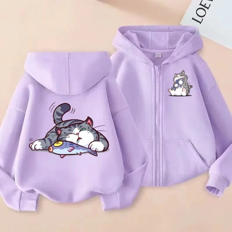 Cute and Adorable Cartoon Cat Hugging Fish Zipper Sweater, Cartoon Style, Cute and Adorable Hooded Cardigan Jacket
Cute and Adorable Cartoon Cat Hugging Fish Zipper Sweater, Cartoon Style, Cute and Adorable Hooded Cardigan Jacket