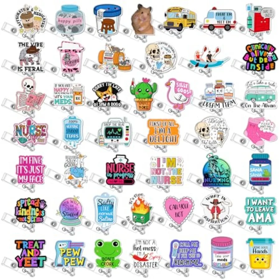 48 Pcs Funny Badge Reels Bulk Cute Retractable ID Holder Clip Name Tag Badge Reels Funny Nursing Gifts for Medical Staff s Doct
48 Pcs Funny Badge Reels Bulk Cute Retractable ID Holder Clip Name Tag Badge Reels Funny Nursing Gifts for Medical Staff s Doct