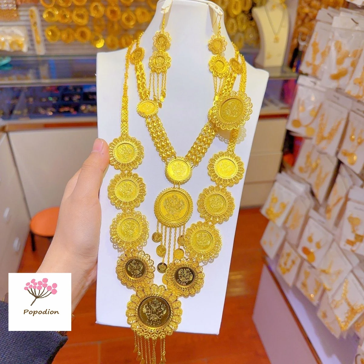 24K Gold Plated Dubai Tassel Necklace Earrings Wedding Party Anniversary Gift Popodion Four Piece Jewelry Set YY10371
24K Gold Plated Dubai Tassel Necklace Earrings Wedding Party Anniversary Gift Popodion Four Piece Jewelry Set YY10371