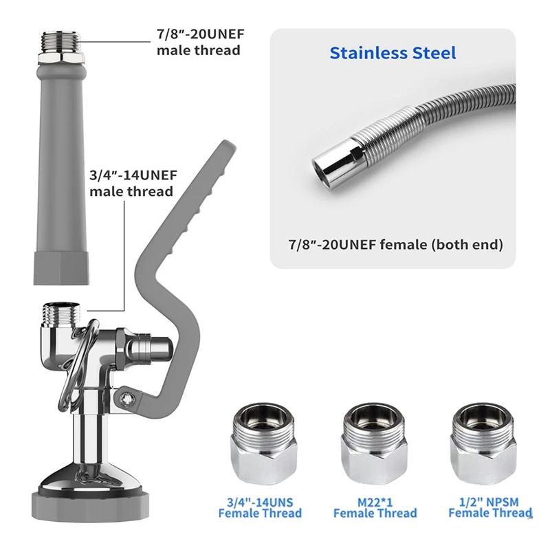 Pre Rinse Sprayer with 45" Stainless Steel Hose, 1.42 GPM, Ergonomic Handle for Commercial Kitchens Retail
Pre Rinse Sprayer with 45" Stainless Steel Hose, 1.42 GPM, Ergonomic Handle for Commercial Kitchens Retail