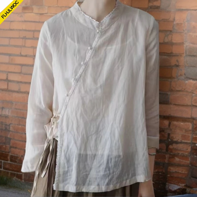 Short Cotton Linen Tops Blouse Village Rustic Country Chinese Style Cute Thin Transparent Retro Vintage Top Button White Shirts
Short Cotton Linen Tops Blouse Village Rustic Country Chinese Style Cute Thin Transparent Retro Vintage Top Button White Shirts