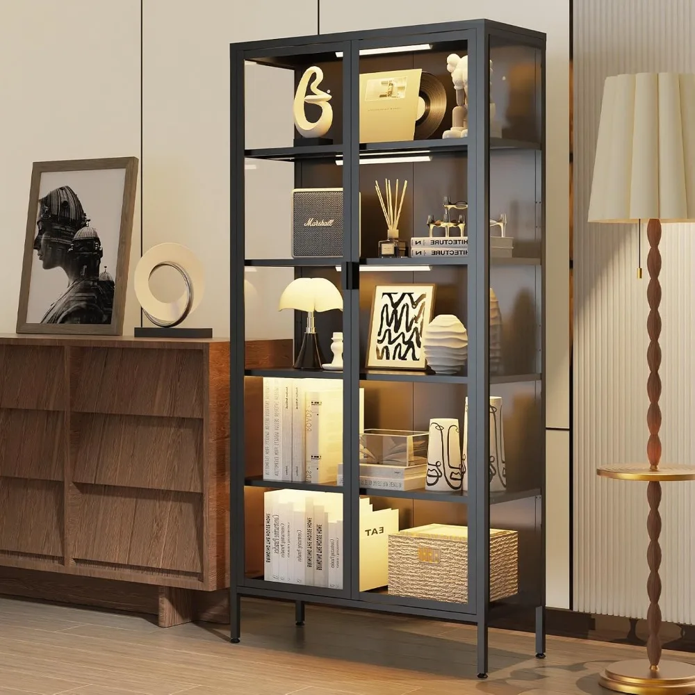 71" H Display Cabinet with Glass Doors, 5 Tiers Curio Display Case with 3 Colors LED Sensor Light,Display Cabinet for Collectibl
71" H Display Cabinet with Glass Doors, 5 Tiers Curio Display Case with 3 Colors LED Sensor Light,Display Cabinet for Collectibl