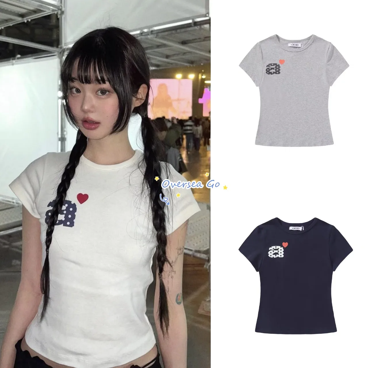 Slim Fit round Neck Short Sleeve T-Shirt Women's Polka Dot Heart Letter Print Versatile Casual Cotton Summer Korean Style
Slim Fit round Neck Short Sleeve T-Shirt Women's Polka Dot Heart Letter Print Versatile Casual Cotton Summer Korean Style