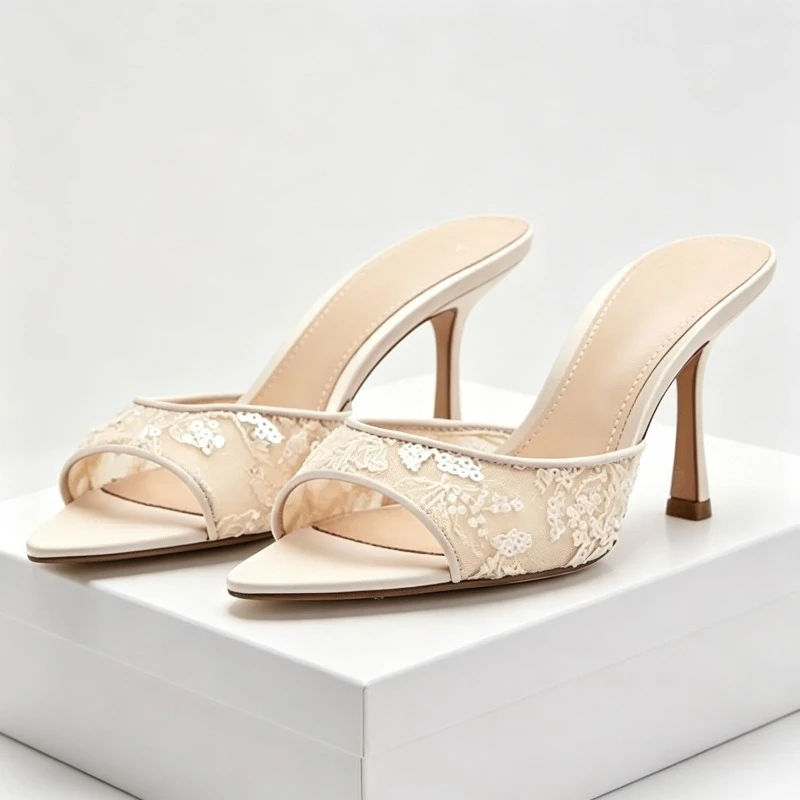 Summer Mesh String Bead Heeled Sandals for Women Embroidered Pointed Toe Mules Shoes Bling Detail Thin Heels Women's Slippers
Summer Mesh String Bead Heeled Sandals for Women Embroidered Pointed Toe Mules Shoes Bling Detail Thin Heels Women's Slippers