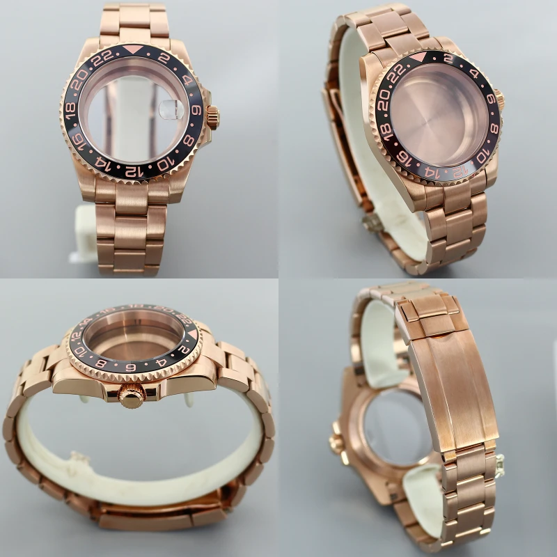 40mm Watch Cases Rose Gold bands Slide Buckle Sapphire Fit Seiko NH35 NH36 8205 8215 Eta 2824 Movement Watch Case For GMT MASTER
40mm Watch Cases Rose Gold bands Slide Buckle Sapphire Fit Seiko NH35 NH36 8205 8215 Eta 2824 Movement Watch Case For GMT MASTER