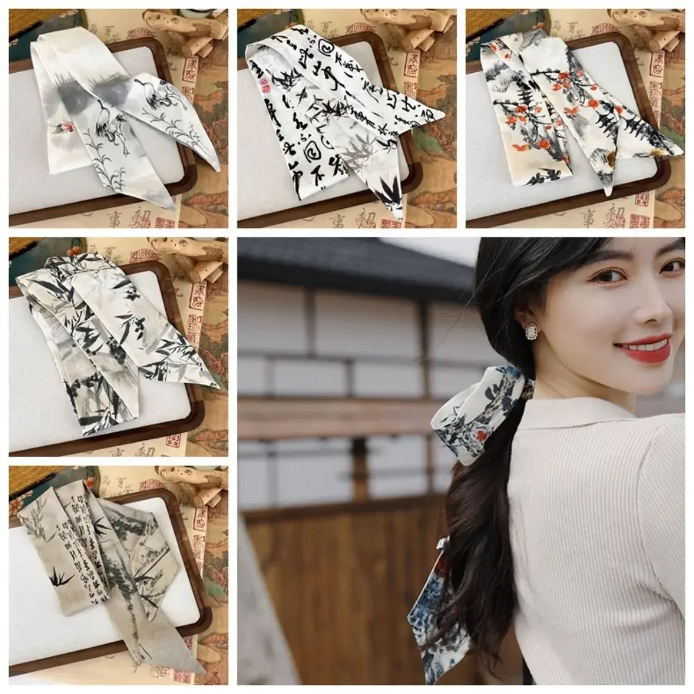 Chinese Ancient Style Ribbon Headband Hair Ring Retro Hair Rope Ink Painting Silk Scarf Women Tied Hair Turban Fashion Headdress
Chinese Ancient Style Ribbon Headband Hair Ring Retro Hair Rope Ink Painting Silk Scarf Women Tied Hair Turban Fashion Headdress