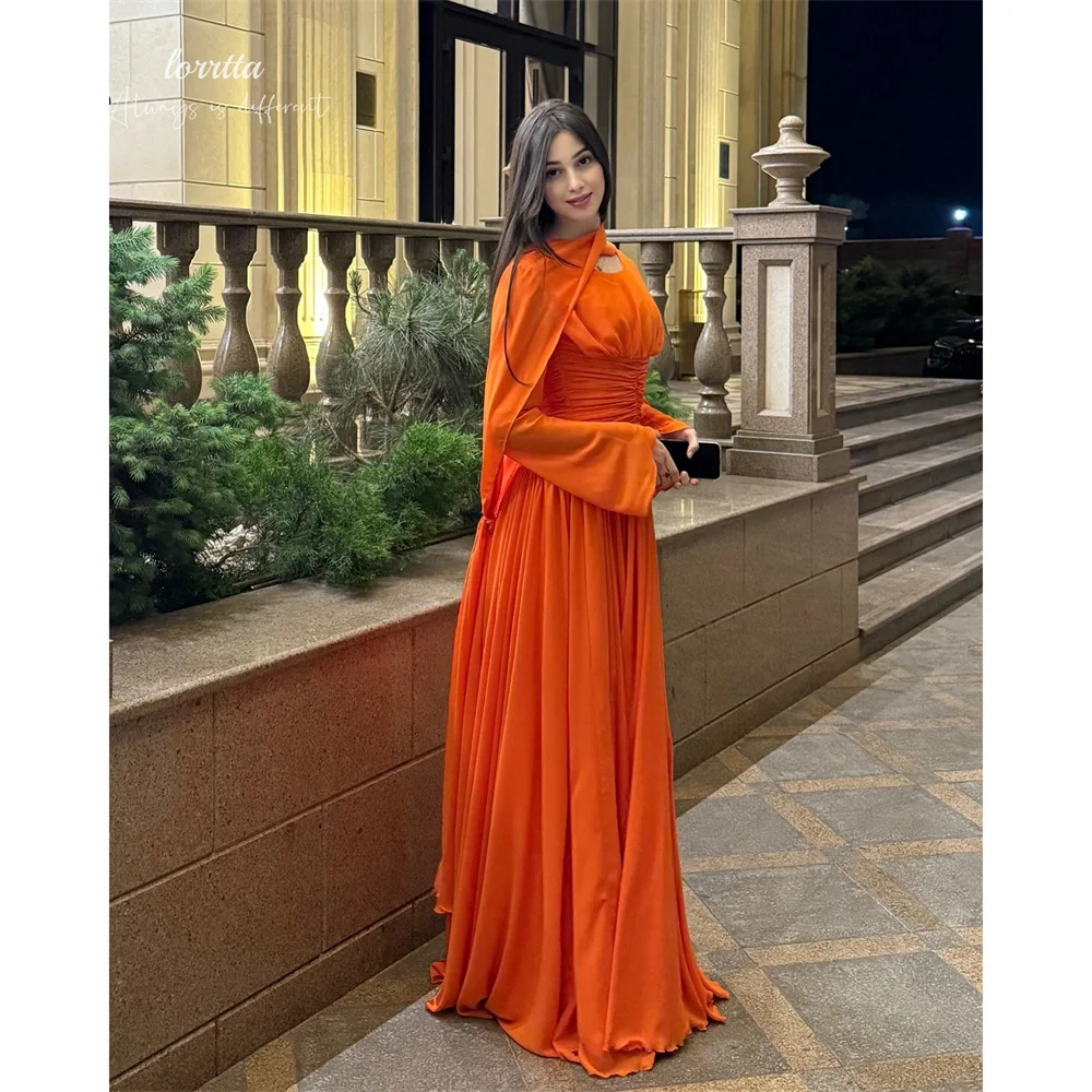Lorrtta Chiffon High Orange A-Line Long Sleeve Modest Gown Vibrant Color Neck Keyhole Cutout Ruched Robes De Soirée Customized
Lorrtta Chiffon High Orange A-Line Long Sleeve Modest Gown Vibrant Color Neck Keyhole Cutout Ruched Robes De Soirée Customized