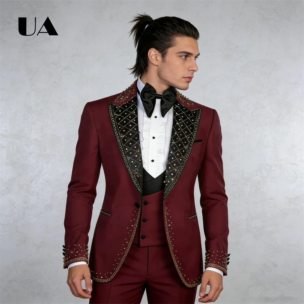 ULBYANRY Luxury Beading Suit Set for Men, Three Pieces Formal Evening Suit Attire Jacket Vest Pants Pageant Performance Suits
ULBYANRY Luxury Beading Suit Set for Men, Three Pieces Formal Evening Suit Attire Jacket Vest Pants Pageant Performance Suits