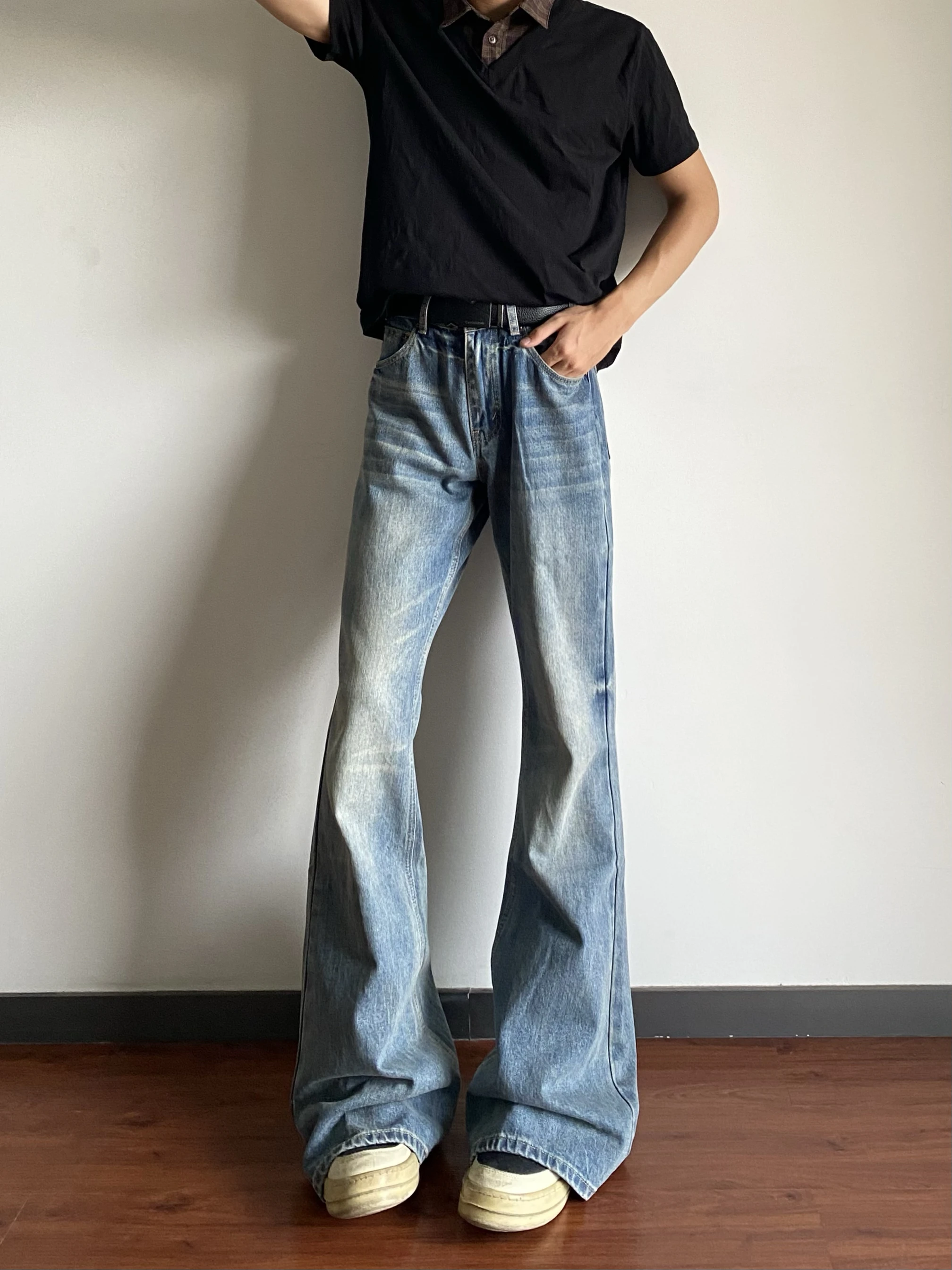American High Street Cleanfit Retro Flared Wide Leg Texture Floor-Length Pants Washed Blue Jeans Multiple Sizes Casual Loose Fit
American High Street Cleanfit Retro Flared Wide Leg Texture Floor-Length Pants Washed Blue Jeans Multiple Sizes Casual Loose Fit