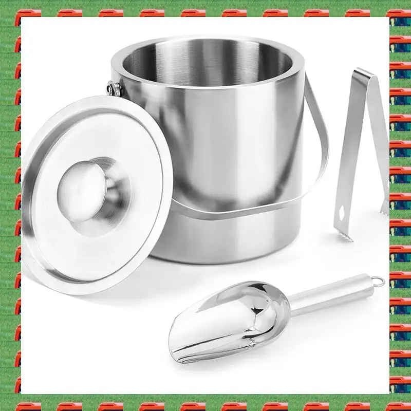 ABMO Portable Ice Buckets For Parties 3 Liter Double-Wall Ice Bucket With Lid,Scoop,Tongs, Stainless Steel Ice Container
ABMO Portable Ice Buckets For Parties 3 Liter Double-Wall Ice Bucket With Lid,Scoop,Tongs, Stainless Steel Ice Container