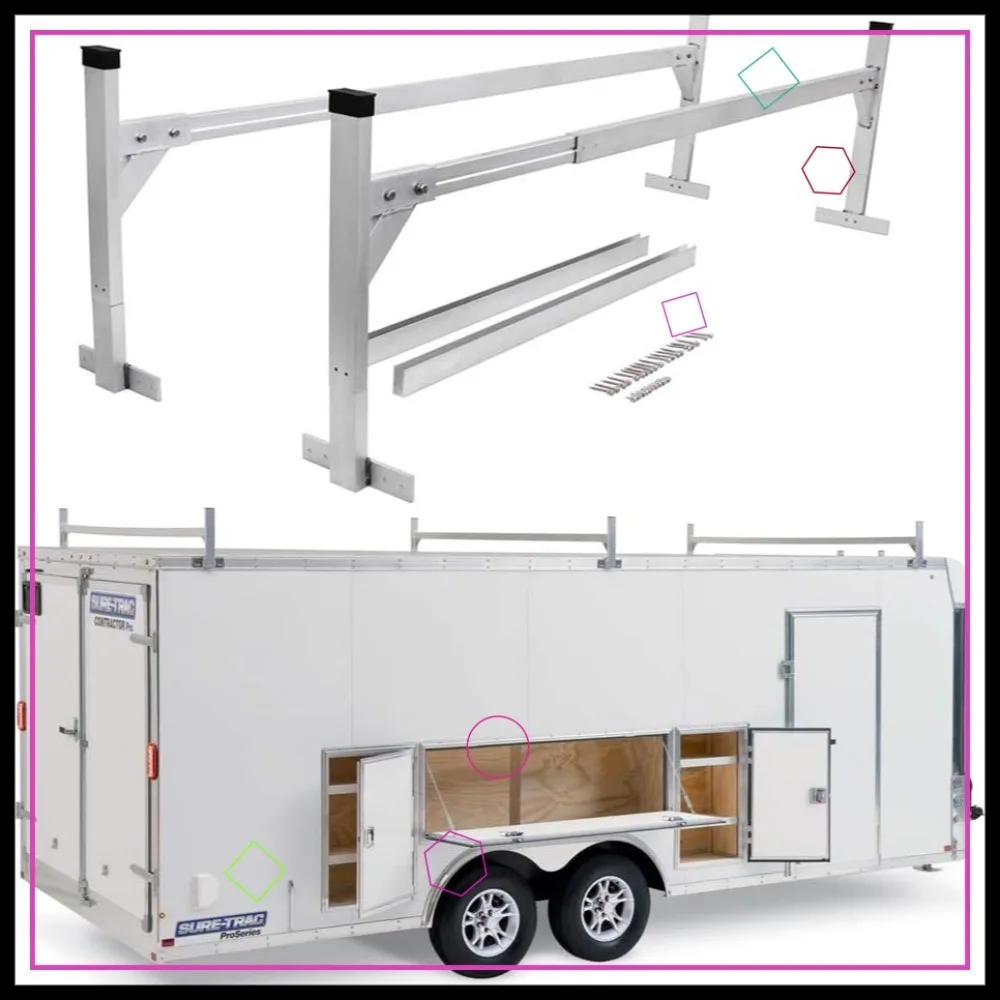 Adjustable Ladder Rack for 4'-8.5' Trailers, 400 lbs Capacity Aluminum for Ladder/Lumber/Kayak/Solar Panel
Adjustable Ladder Rack for 4'-8.5' Trailers, 400 lbs Capacity Aluminum for Ladder/Lumber/Kayak/Solar Panel
