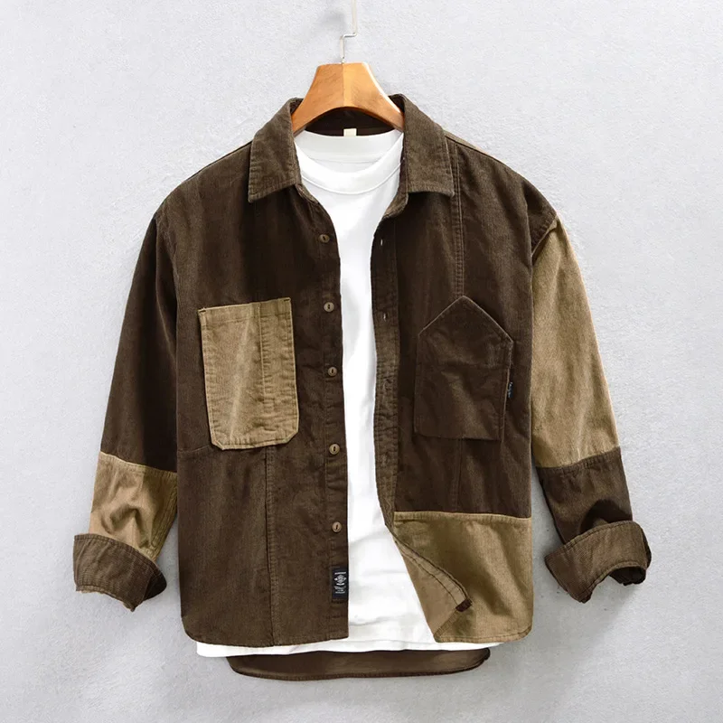 Spring Fall Mens Long Sleeve Shirt High Street Retro Cargo Shirt Men Casual Pure Cotton Tops Pocket Patchwork Corduroy Shirts
Spring Fall Mens Long Sleeve Shirt High Street Retro Cargo Shirt Men Casual Pure Cotton Tops Pocket Patchwork Corduroy Shirts