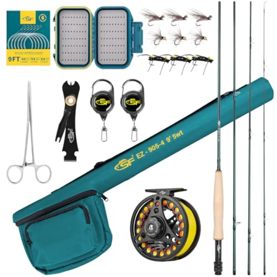 Fly Fishing Rod Combo Starter Kit Semi Gloss Green Jade Finish 24T Carbon Fiber Trout Travel Fly Rod with Reel, Fly Rod case, F
Fly Fishing Rod Combo Starter Kit Semi Gloss Green Jade Finish 24T Carbon Fiber Trout Travel Fly Rod with Reel, Fly Rod case, F