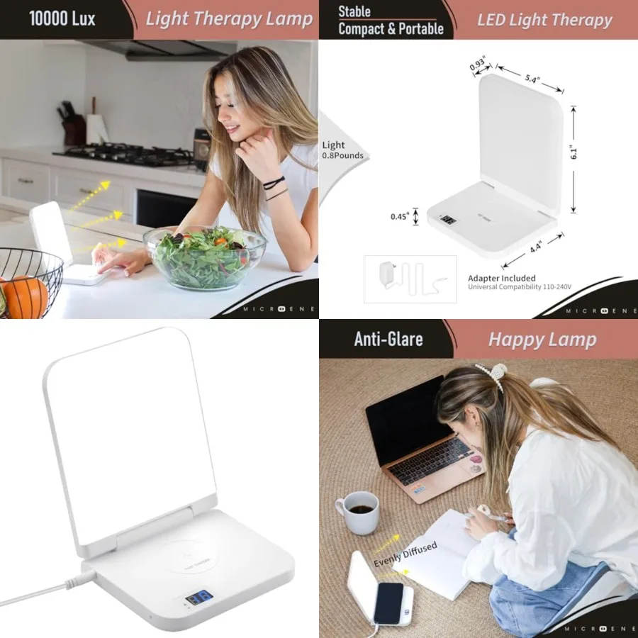 Light Therapy Lamp with Wireless Phone Charger Pad, 2 in 1, 10, 000 Lux Bright White UV-Free LED, Anti-Glare, 5 Adjustable Brig
Light Therapy Lamp with Wireless Phone Charger Pad, 2 in 1, 10, 000 Lux Bright White UV-Free LED, Anti-Glare, 5 Adjustable Brig