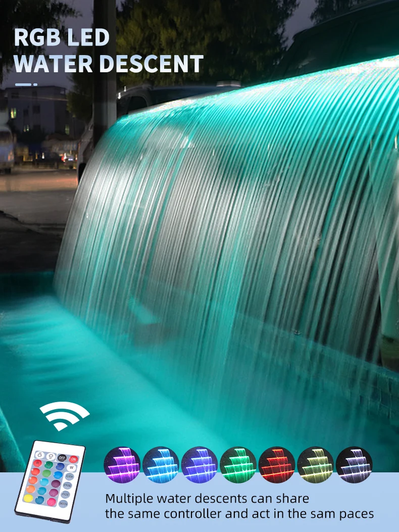 Pikes Acrylic Outdoor Wall-Mounted Water Descent Wth/Without LED Lights Sheer Water Curtain Pool Waterfall
Pikes Acrylic Outdoor Wall-Mounted Water Descent Wth/Without LED Lights Sheer Water Curtain Pool Waterfall