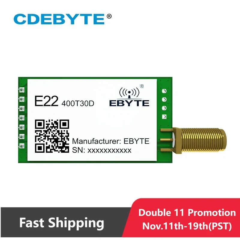 Модуль LoRa CDEBYTE E22-400T30D 433 МГц 30 дБм 8 км SMA-K Антенна DIP TTL 3,3 В-5 В LoRa UART Беспроводной модуль приемопередатчик
Модуль LoRa CDEBYTE E22-400T30D 433 МГц 30 дБм 8 км SMA-K Антенна DIP TTL 3,3 В-5 В LoRa UART Беспроводной модуль приемопередатчик