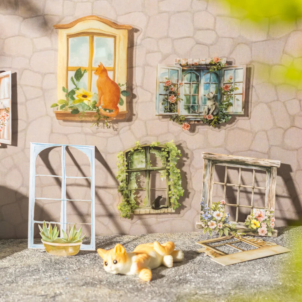 Journamm 10 шт. окна кошки наклейки ПЭТ материал наклейки украшения дневник материал для скрапбукинга коллаж канцелярские наклейки 
Journamm 10 шт. окна кошки наклейки ПЭТ материал наклейки украшения дневник материал для скрапбукинга коллаж канцелярские наклейки