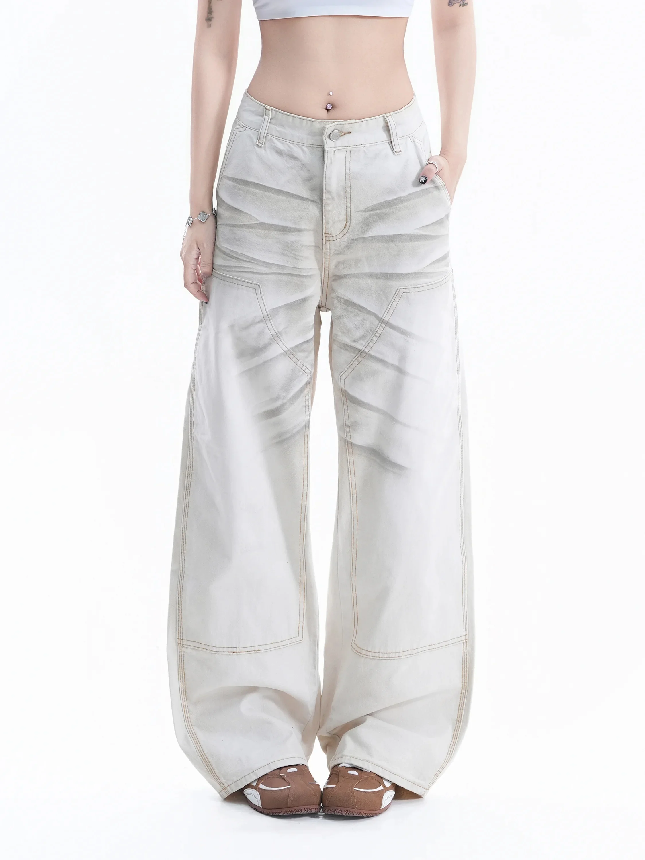 American Retro Wide Leg Denim Jeans Women's Waist Scratch Design High Street Straight Tube Pants Couple's Cotton Jeans
American Retro Wide Leg Denim Jeans Women's Waist Scratch Design High Street Straight Tube Pants Couple's Cotton Jeans