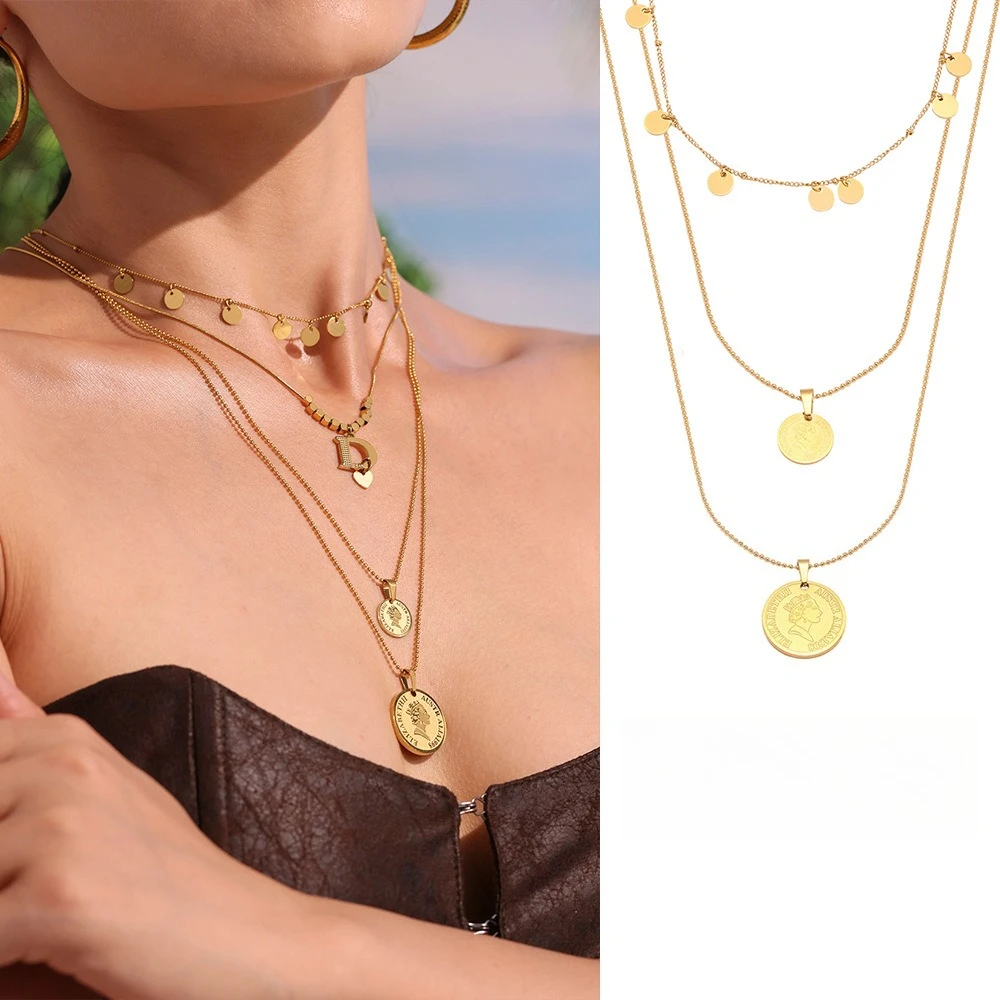 Stainless Steel Queen Round Pendant Necklace Multi layer Stacked Necklace Simple Luxury Fashion Accessories
Stainless Steel Queen Round Pendant Necklace Multi layer Stacked Necklace Simple Luxury Fashion Accessories